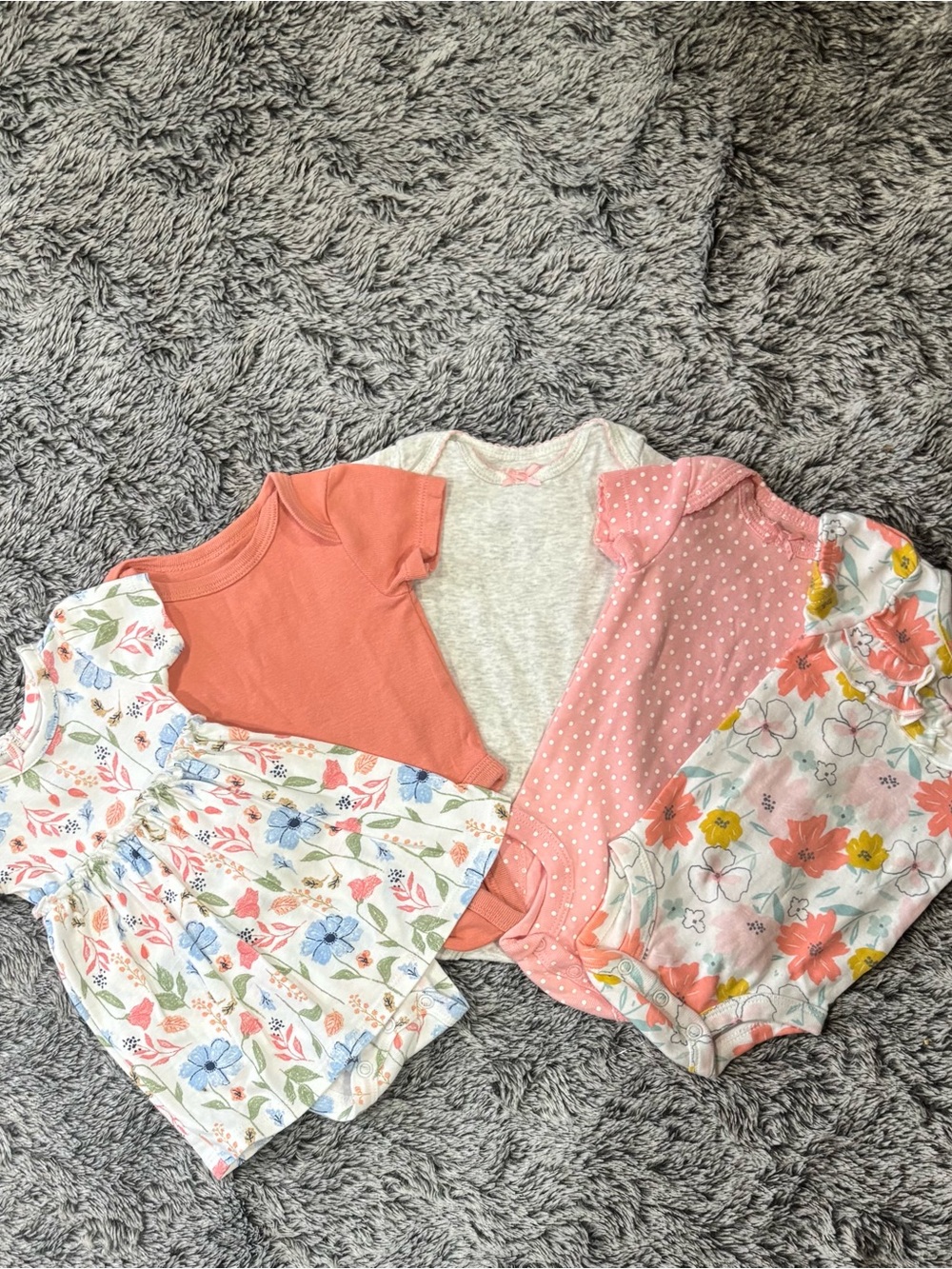 Baby Girl Floral & Coral Bodysuit Set